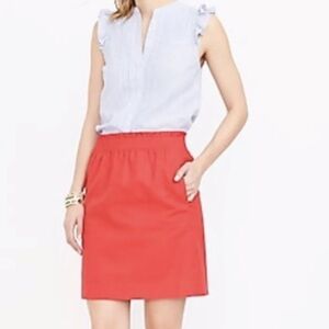J Crew Orange Linen Blend Sidewalk Strerch Waist Skirt